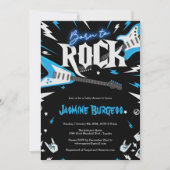 Geboren op ROCK Baby shower Invitation, Guitar Inv Kaart (Voorkant)