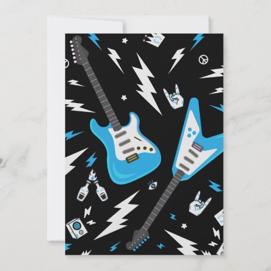 Geboren op ROCK Baby shower Invitation, Guitar Inv Kaart (Achterkant)