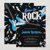 Geboren op ROCK Baby shower Invitation, Guitar Inv Kaart (Voorkant / Achterkant)