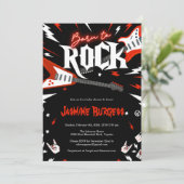 Geboren op ROCK Baby shower Invitation, Guitar Inv Kaart (Staand voorkant)