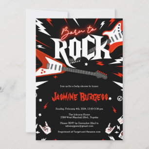 Geboren op ROCK Baby shower Invitation, Guitar Inv Kaart