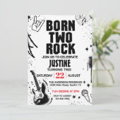 Geboren op Rock Second Birthday Party Kaart (Staand voorkant)