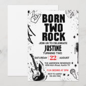 Geboren op Rock Second Birthday Party Kaart (Voorkant / Achterkant)