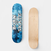 Geboren op schaats blauwe waterverf graffiti persoonlijk skateboard (Voorkant)