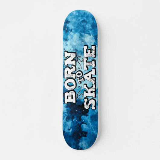 Geboren op schaats blauwe waterverf graffiti persoonlijk skateboard (Voorkant)