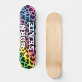 Geboren op schaats kleurrijke leopard graffiti-tek persoonlijk skateboard (Voorkant)