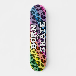 Geboren op schaats kleurrijke leopard graffiti-tek persoonlijk skateboard