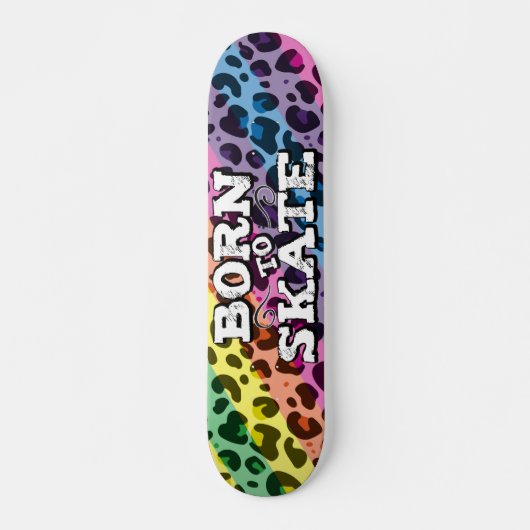 Geboren op schaats kleurrijke leopard graffiti-tek persoonlijk skateboard (Voorkant)