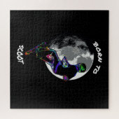 Geboren op scoot-scooter en maan legpuzzel (Horizontaal)