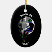 Geboren op scooter- en moonkeramiek keramisch ornament (Voorkant)