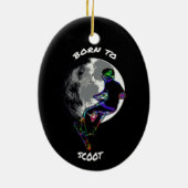 Geboren op scooter- en moonkeramiek keramisch ornament (Achterkant)