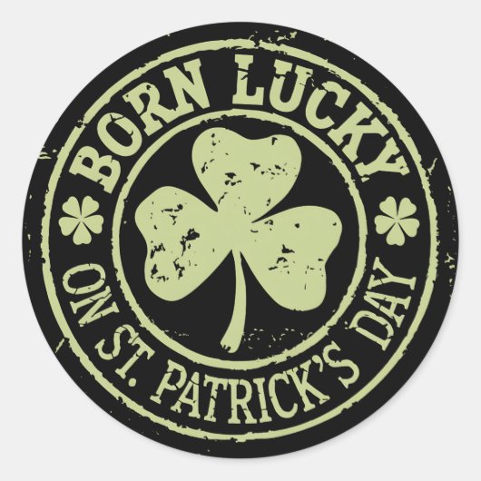 Geboren op St. Patrick's Day Iers verjaardag Geluk Ronde Sticker (Voorkant)