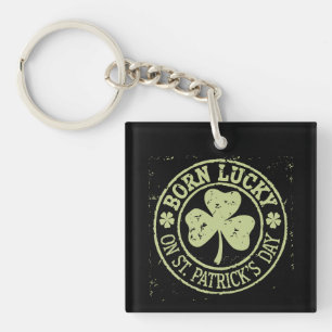 Geboren op St. Patrick's Day Iers Verjaardag Geluk Sleutelhanger