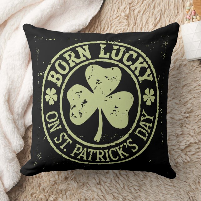 Geboren op St. Patrick's Day Ierse verjaardag met  Kussen (Deken)