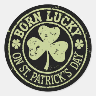 Geboren op St. Patrick's Day Ierse verjaardag met  Ronde Sticker