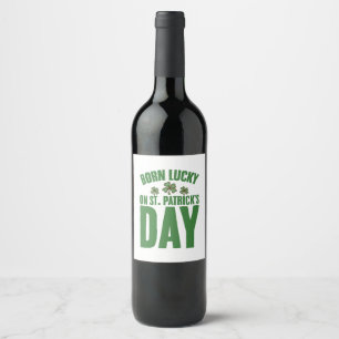 Geboren op St. Patrick's Day Ierse verjaardag Wijn Etiket