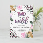 Geboren op twee BE Wild Oerwoud Leopard Print Birt Kaart (Staand voorkant)