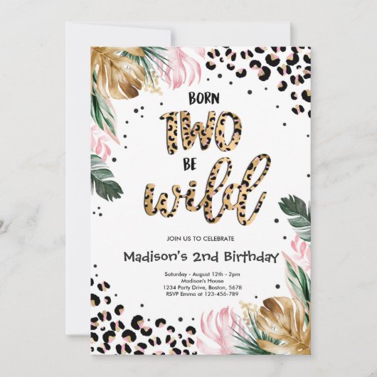 Geboren op twee BE Wild Oerwoud Leopard Print Birt Kaart (Voorkant)