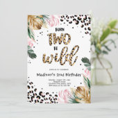 Geboren op twee BE Wild Oerwoud Leopard Print Birt Kaart (Staand voorkant)