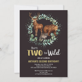 Geboren op twee "Be Wild Woodland Birthday Invitat Aankondiging