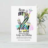 Geboren op twee in het wild 2e verjaardag uitnodig kaart (Staand voorkant)