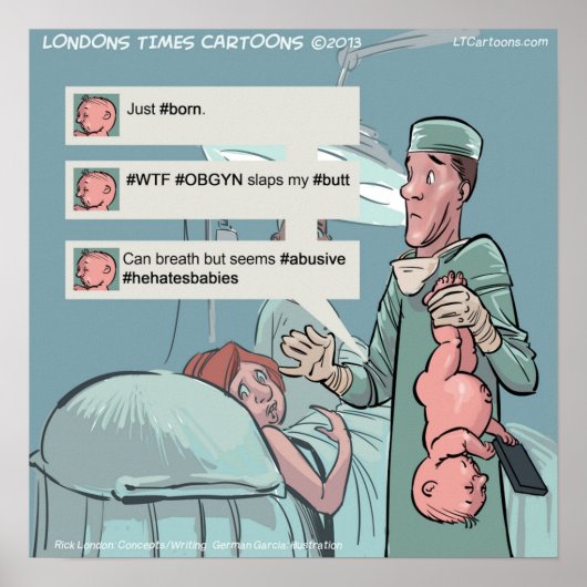 Geboren op Twitter Funny Twitter Cartoon Poster (Voorkant)