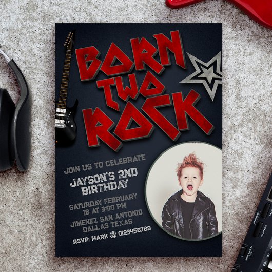 Geboren op Two Rock - 2nd Birthday Invitation w/Af Kaart