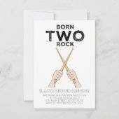 Geboren op Two Rock Second Birthday Party Invitati Kaart (Voorkant)