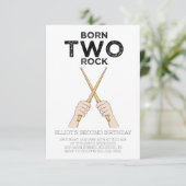Geboren op Two Rock Second Birthday Party Invitati Kaart (Staand voorkant)
