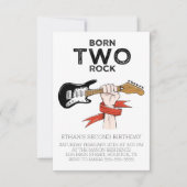 Geboren op Two Rock Second Birthday Party Invitati Kaart (Voorkant)