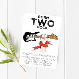 Geboren op Two Rock Second Birthday Party Invitati Kaart