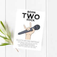 Geboren op Two Rock Second Birthday Party Invitati