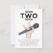 Geboren op Two Rock Second Birthday Party Invitati Kaart (Voorkant)