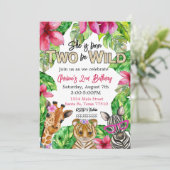Geboren op TWO: Wild Birthday Invitation Kaart (Staand voorkant)
