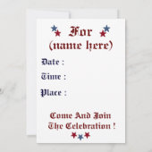 GEBOREN OP VIERDE JULI BIRTHDAY-INVITATIE KAART (Achterkant)