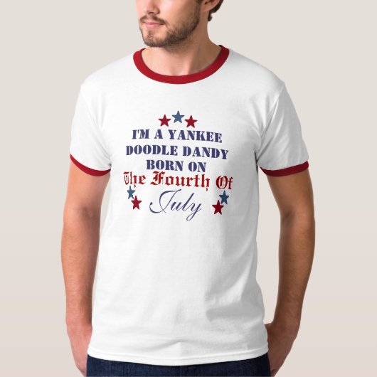 GEBOREN OP VIERDE JULI T-SHIRT (Voorkant)