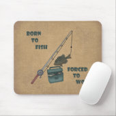 Geboren op vis - gedwongen te werken muismat (Met muis)