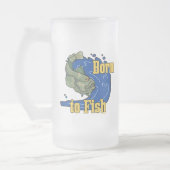 Geboren op vis Vist TShirt Matglas Bierpul (Links)