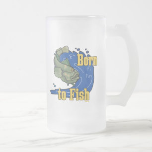 Geboren op vis Vist TShirt Matglas Bierpul
