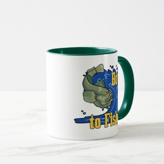 Geboren op vis Vist TShirt Mok (Voorkant rechts)