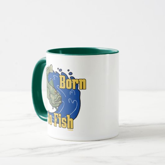 Geboren op vis Vist TShirt Mok (Voorkant links)