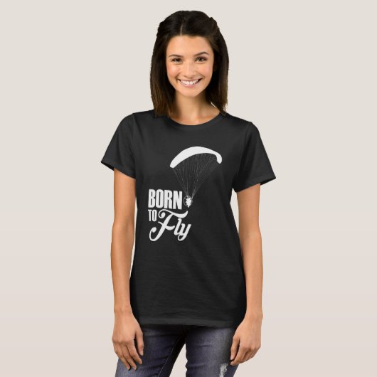 Geboren op vliegende paramotorpiloot t-shirt (Voorkant volledig)
