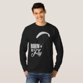Geboren op vliegende paramotorpiloot t-shirt (Voorkant volledig)