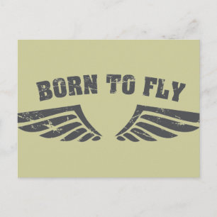 Geboren op vliegende vleugels briefkaart
