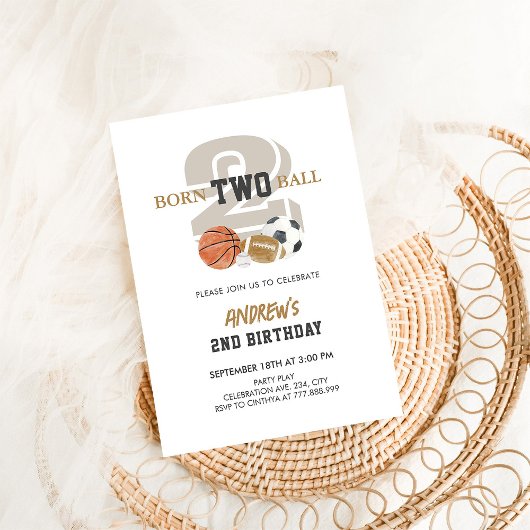 Geboren Twee Bal Verjaardag Jongen 2e Verjaardag Kaart