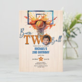 Geboren twee Ball Boy's Basketball 2e Verjaardag P Kaart (Staand voorkant)