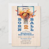 Geboren twee Ball Boy's Basketball 2e Verjaardag P Kaart (Voorkant)