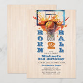 Geboren twee Ball Boy's Basketball 2e Verjaardag P Kaart (Voorkant / Achterkant)