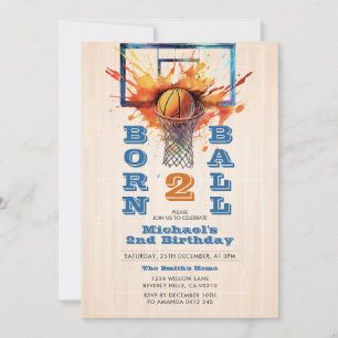 Geboren twee Ball Boy's Basketball 2e Verjaardag P Kaart