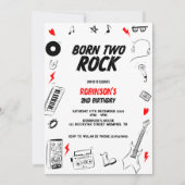 Geboren twee Rock Black White Rock ster 2e verjaar Kaart (Voorkant)